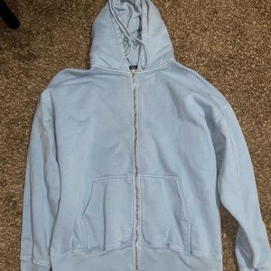 BRANDY MELVILLE Light Blue Zip Up Hooded Sweatshirt Hoodie